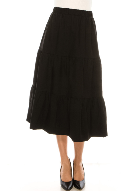 Midi Ruched Skirt Black