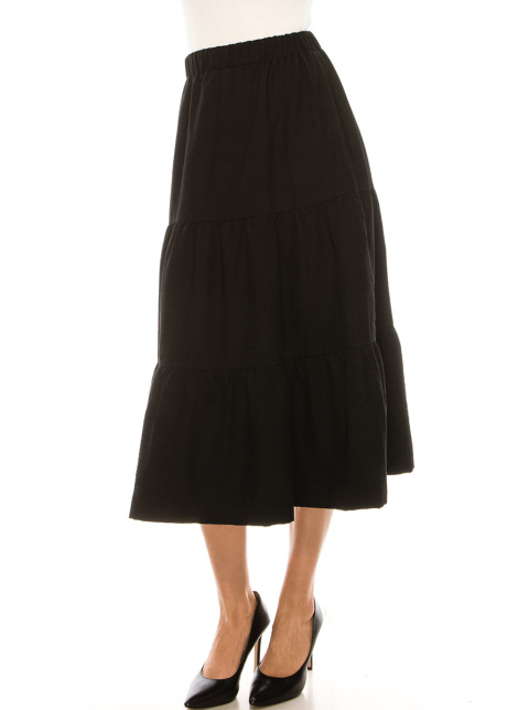 Midi Ruched Skirt Black