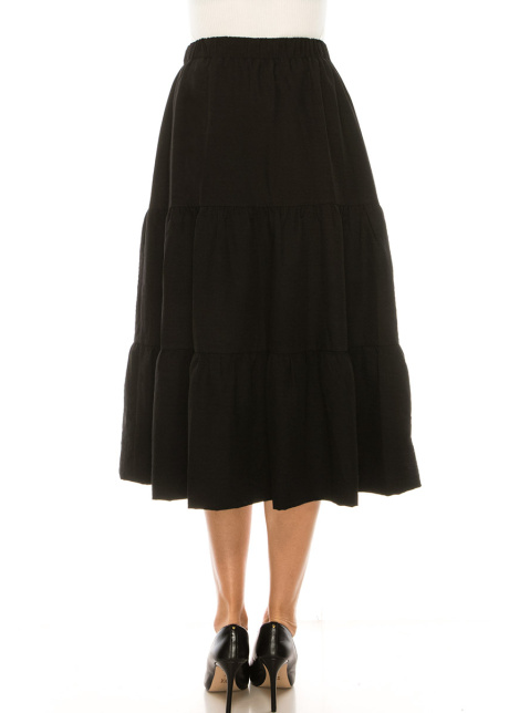 Midi Ruched Skirt Black