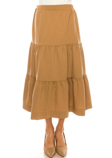 Midi Ruched Skirt Camel