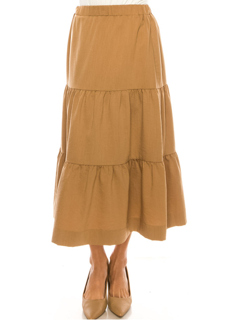 Midi Ruched Skirt Camel