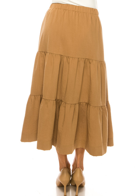 Midi Ruched Skirt Camel