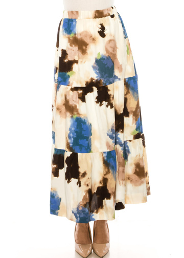 Brown Printed Maxi Skirt