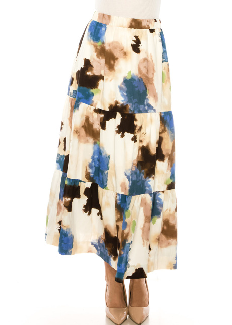 Brown Printed Maxi Skirt