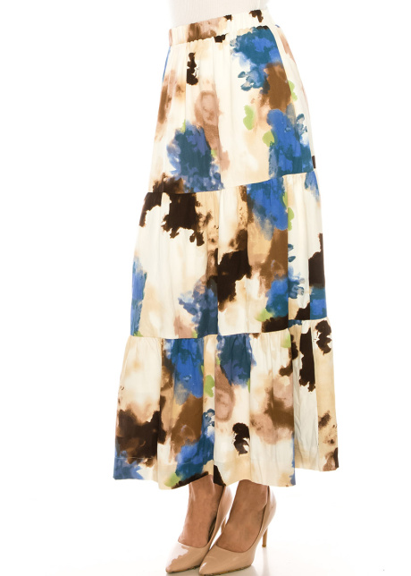 Brown Printed Maxi Skirt