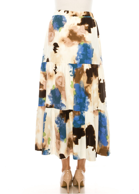 Brown Printed Maxi Skirt