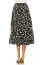 Black And White Floral Tiered Midi Skirt