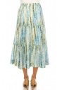 Vertical Stripes Print Midi Skirt In Green And Blue