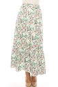 Floral Green Tiered Maxi Skirt