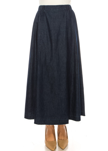 Denim Elegance Maxi Skirt In Navy Blue