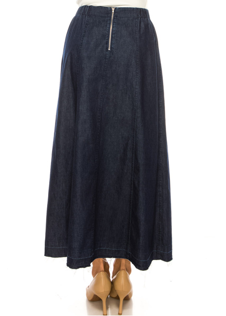 Denim Elegance Maxi Skirt In Navy Blue