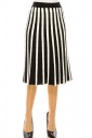 Striped Pleated Black And White Skirt