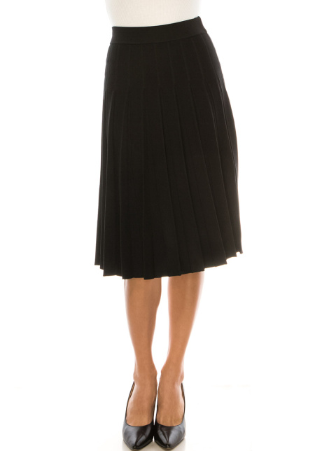Fixed Box Pleated Skirt in Black