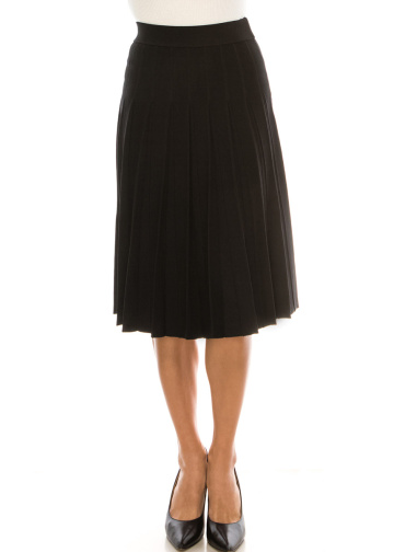 Fixed Box Pleated Skirt in Black