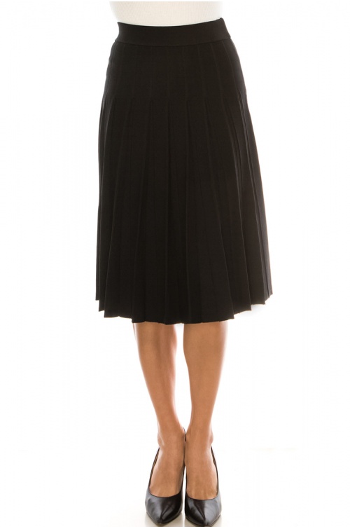 Fixed Box Pleated Skirt in Black
