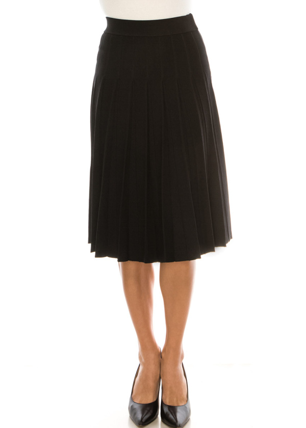 Fixed Box Pleated Skirt in Black