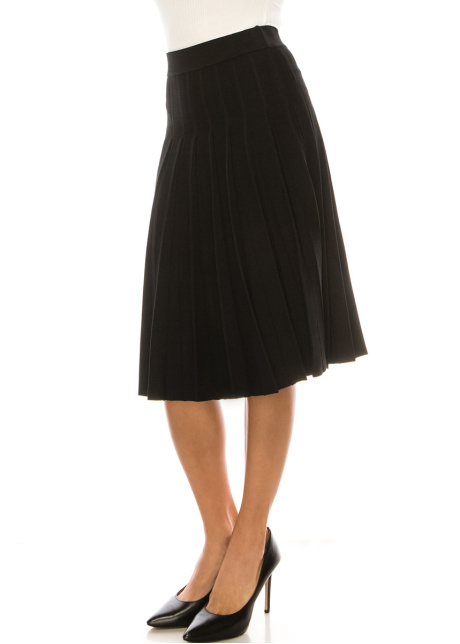 Fixed Box Pleated Skirt in Black