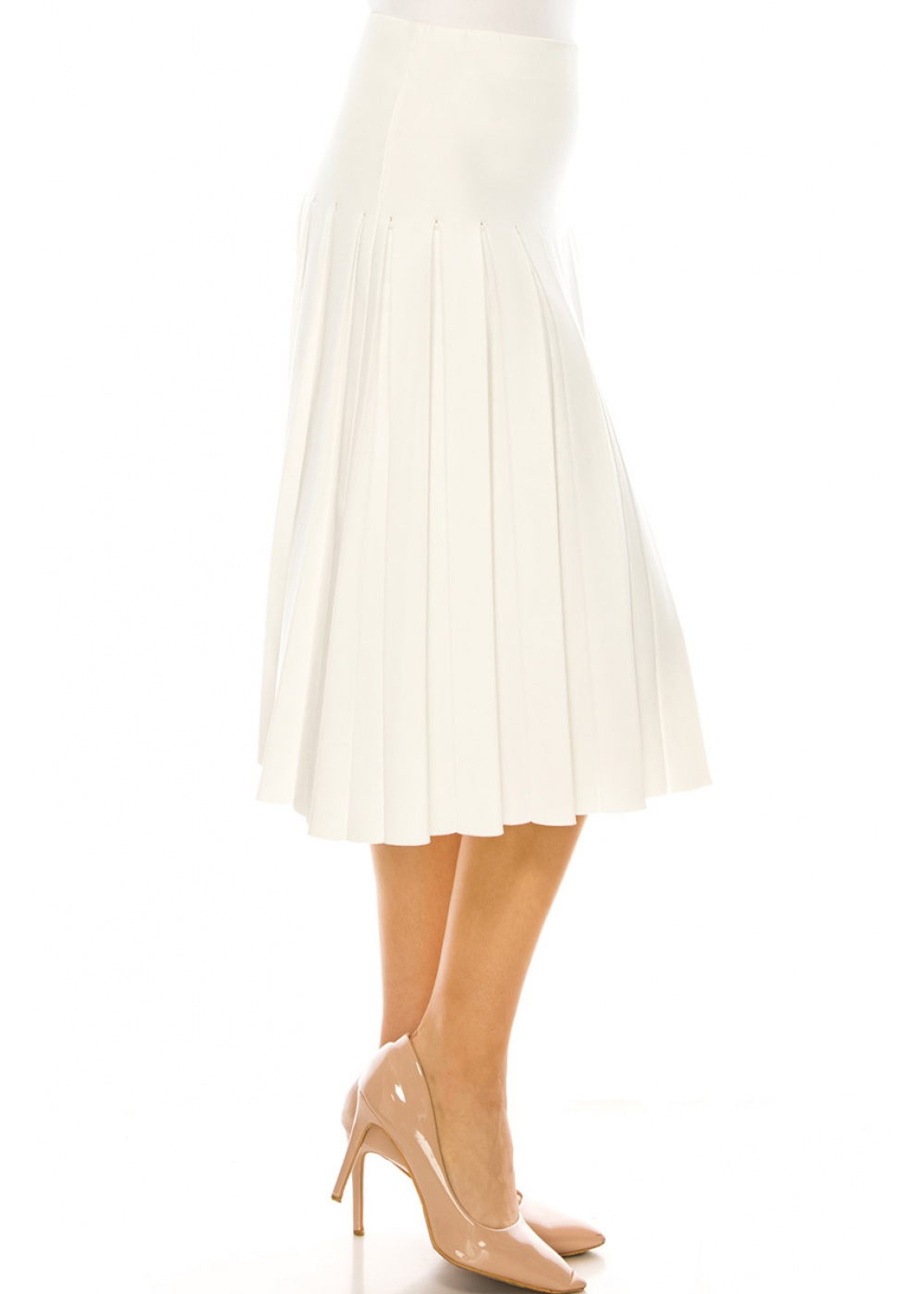 Fixed Box Pleated Skirt in White