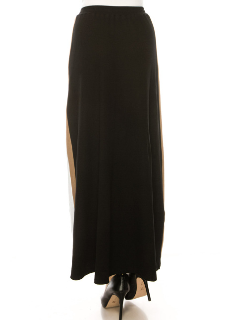 Black Maxi Knit Skirt With Side Stripes