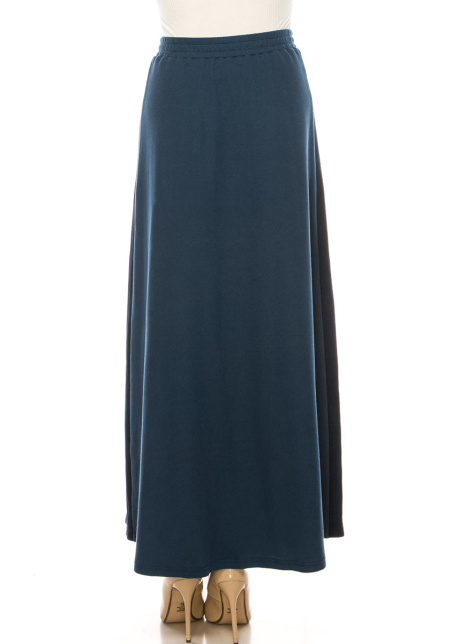 Blue Maxi Knit Skirt With Side Stripes