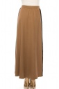 Camel Maxi Knit Skirt With Side Stripes