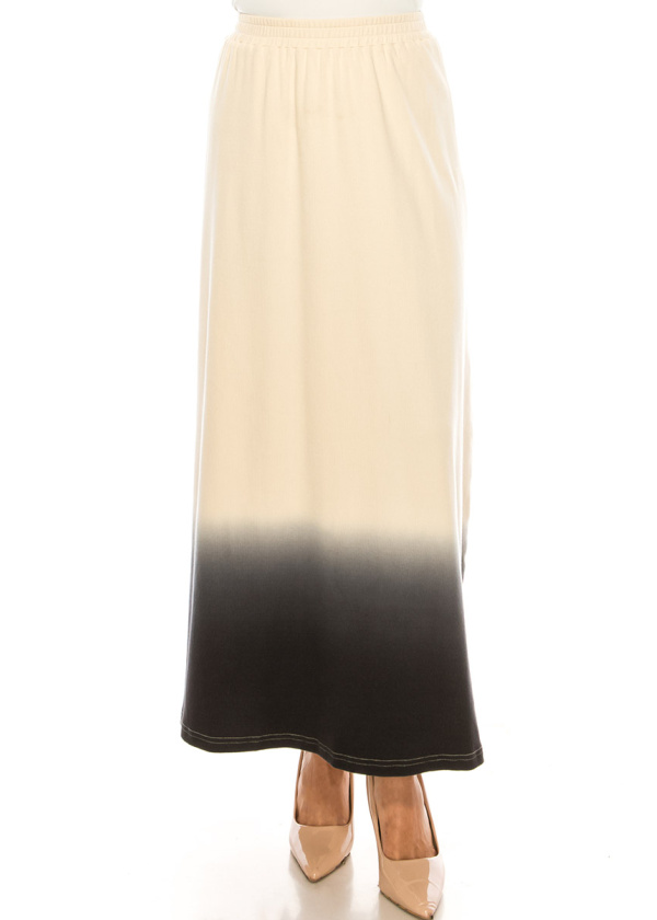 Cream Color Gradient Maxi Knit Skirt