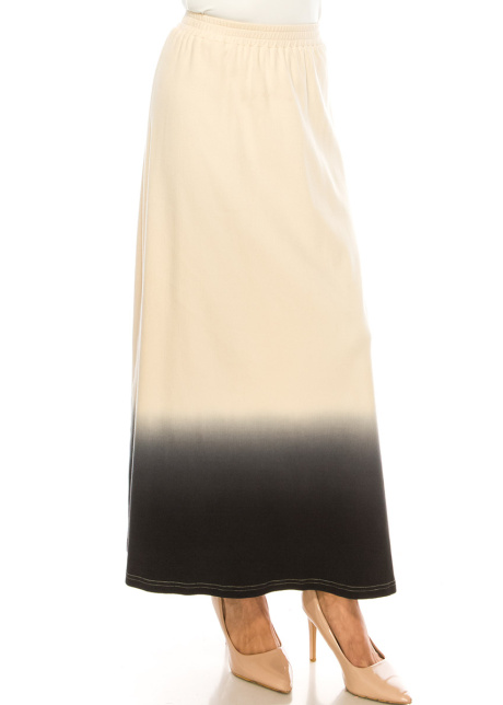Cream Color Gradient Maxi Knit Skirt