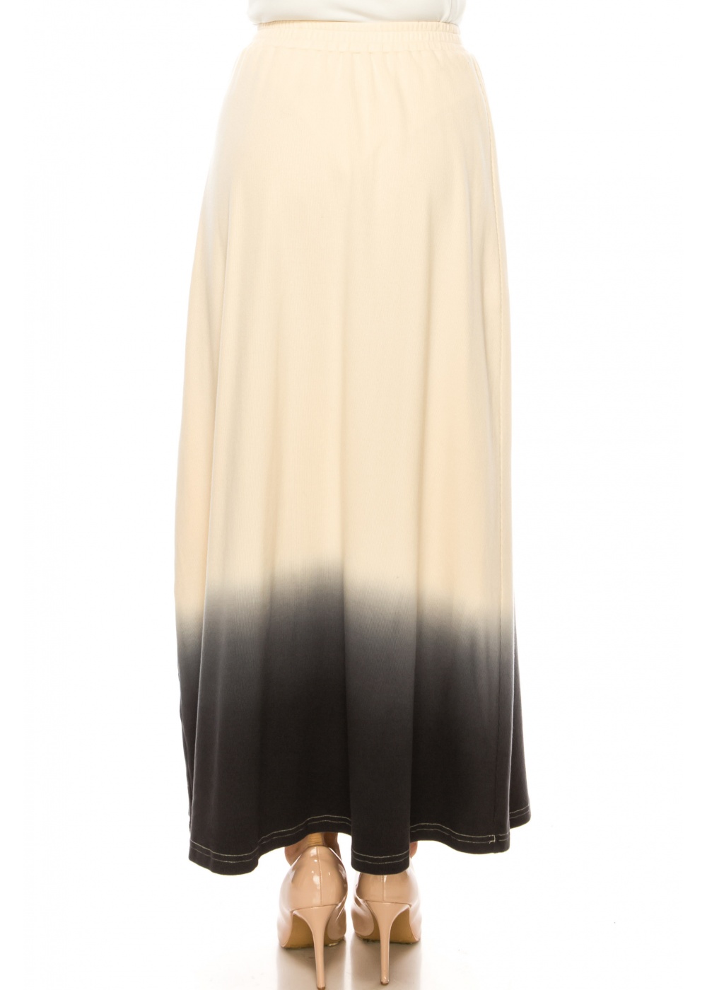 Cream Color Gradient Maxi Knit Skirt