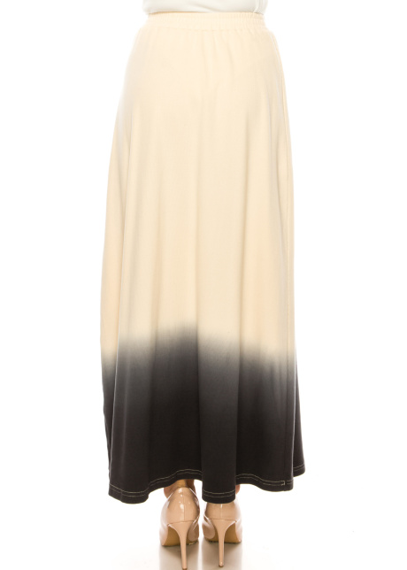 Cream Color Gradient Maxi Knit Skirt