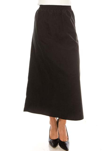 Black Nylon Midi Skirt