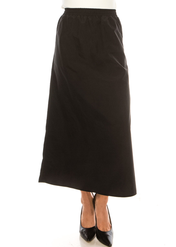 Black Nylon Midi Skirt