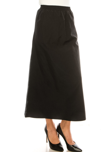 Black Nylon Midi Skirt