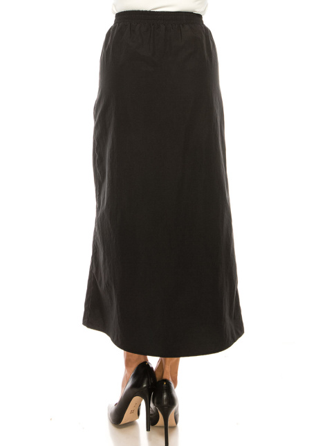 Black Nylon Midi Skirt