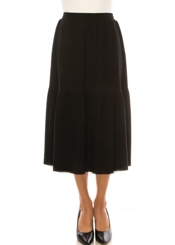 Black Flared Knit Skirt