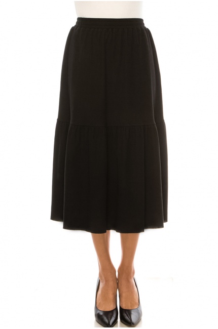 Black Flared Knit Skirt