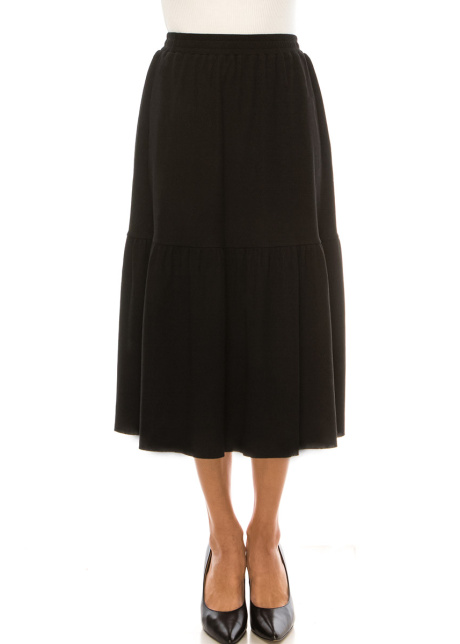 Black Flared Knit Skirt