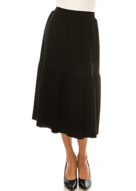Black Flared Knit Skirt