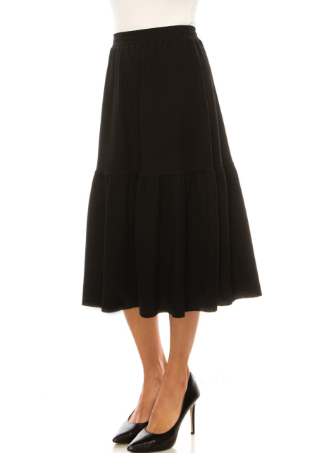 Black Flared Knit Skirt