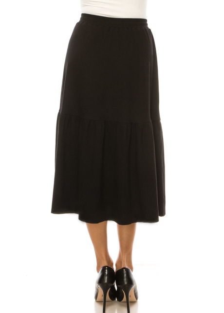Black Flared Knit Skirt