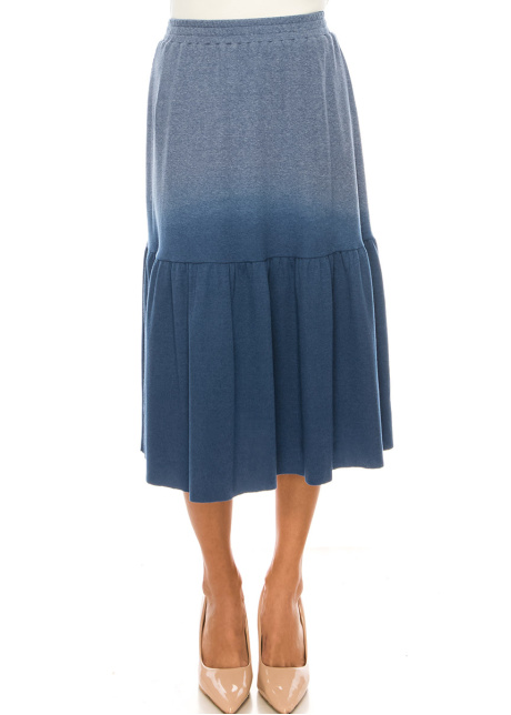 Blue Flared Knit Skirt