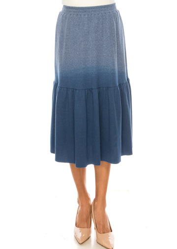 Blue Flared Knit Skirt