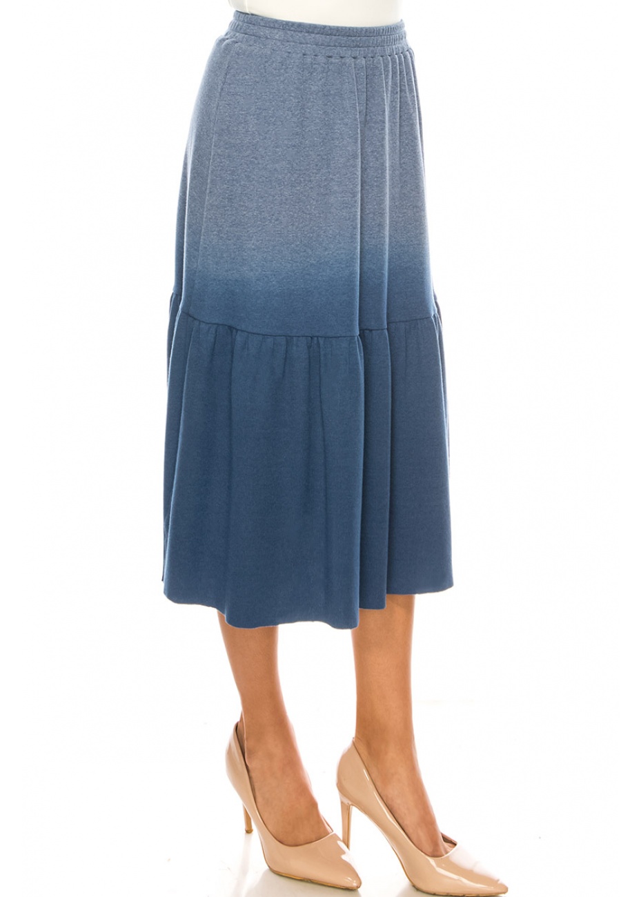 Blue Flared Knit Skirt