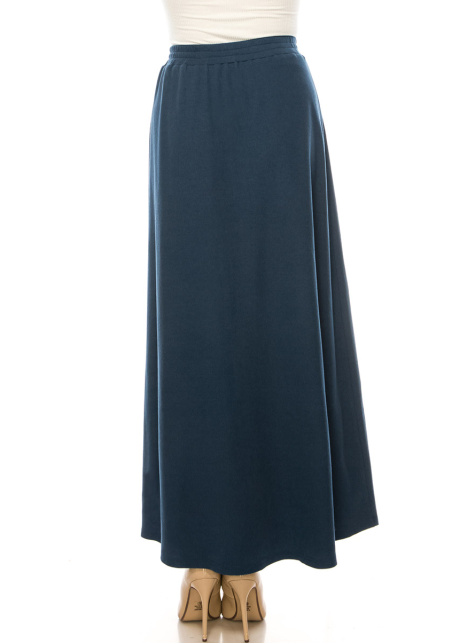 Blue Knit Button Detail Maxi Skirt