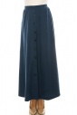 Blue Knit Button Detail Maxi Skirt