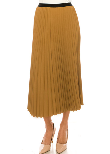 Classic Pleated Camel Skirt