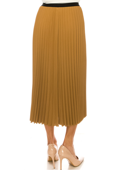 Classic Pleated Camel Skirt