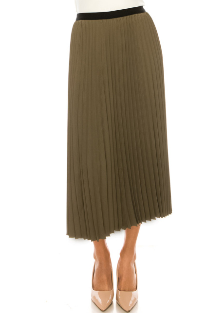 Classic Pleated Olive Skirt
