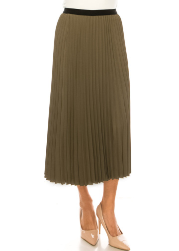 Classic Pleated Olive Skirt
