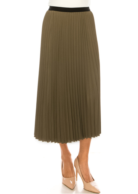 Classic Pleated Olive Skirt