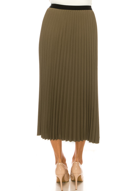 Classic Pleated Olive Skirt